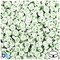 BeadTin White Opaque 7mm Coin Plastic Alpha Beads - Green Letter Mix (250pcs)